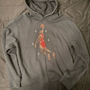 Jordan Gray and Red Basketball Graphic Hoodie